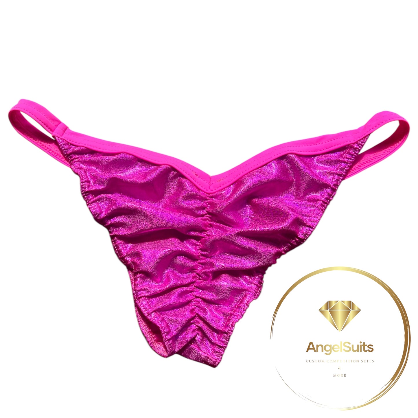 Bikini Fit Model NPC - IFBB proleague, fucsia holo mist con bordino fucsia acceso, triangolo II-S , slip fit model S
