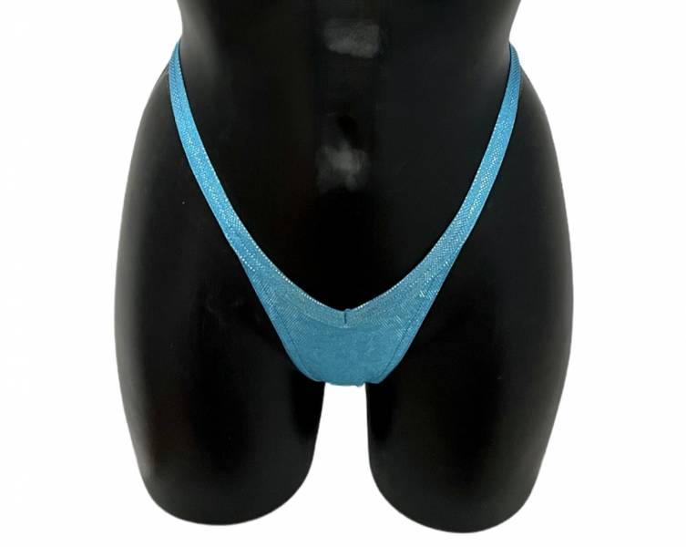 Vfront Vback Pro Cut Turquoise Hologram Multi Bikini Bottom