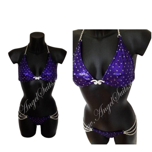 Purple bikini mist dec 2 stones dens3-III, slip XS-push up included-USED